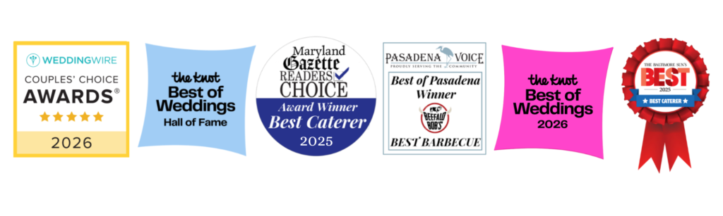 Beefalo Bob's awards for best caterer including the wedding wire, the knot, MD Gazette and more